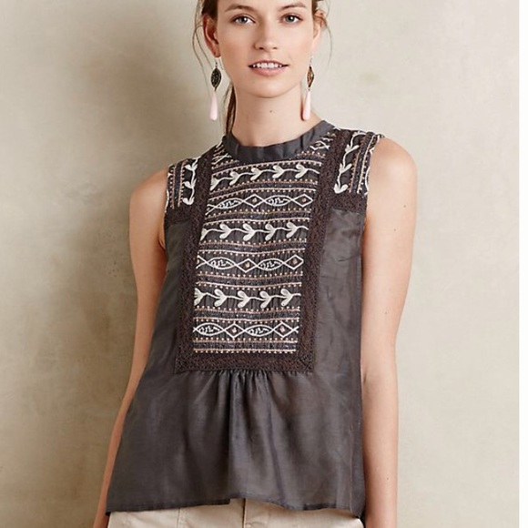 Anthropologie Tops - Anthropologie Tiny Embroidered Peasant Blouse